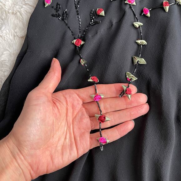 SOLD Sue Wong silk beaded prom slip dress rosebud floral embellished maxi gown - Picture 12 of 16